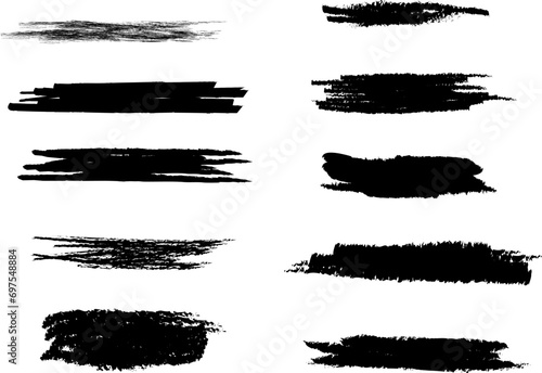 Highlighter line black marker strokes lines vector. Grunge freehand watercolor ink pencil marks. Black watercolor hand drawn highlight set. Marker pen highlight strokes. Black marker brush lines. 
