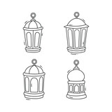Set Ramadan Lantern Lineart isolated on a white background. Design for stickers, icons, web, etc. Vector - Illustration.