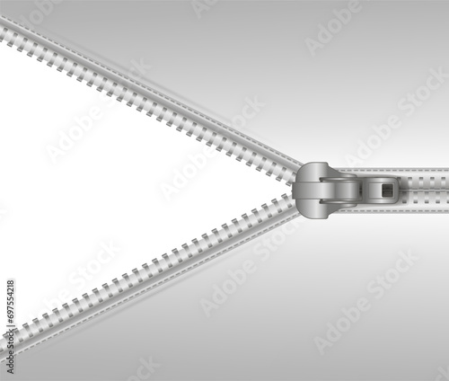 Zipper for sewing clothes. 
Vector realistic lightning bolt image for your design.
 A place to copy.