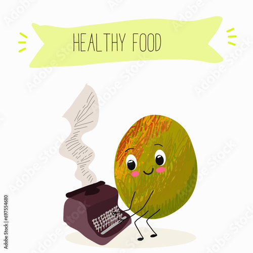 Cute mango cartoon characters with different activities. Flat vector illustration, funny fruits. Organic food.