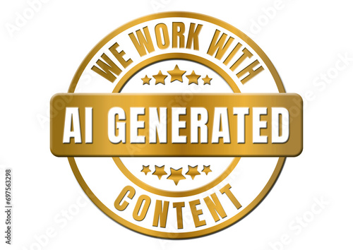 round Sticker AI Artificial Intelligence - we work with AI generated content