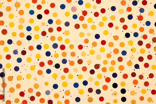 light orange background with multi color circles