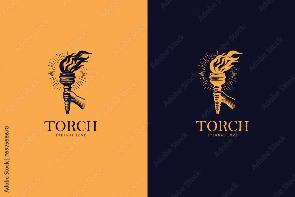Torch Logo vector symbol illustration design - obrazy, fototapety, plakaty 