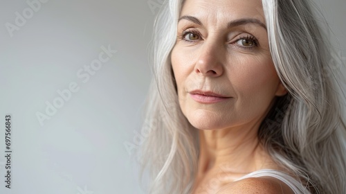 Mature Woman with Healthy Skin and Natural Beauty