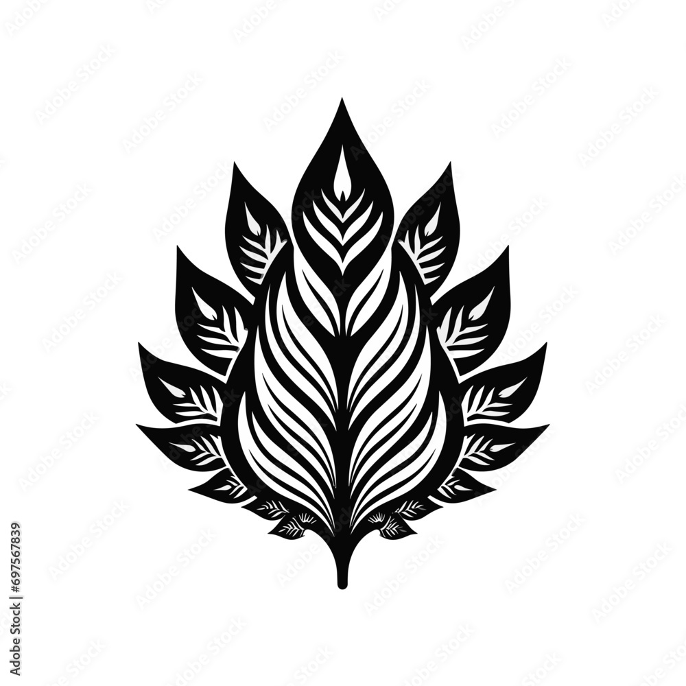Minimalist abstract tribal leaf in vector. Minimalist abstract tribal leaf in vector.