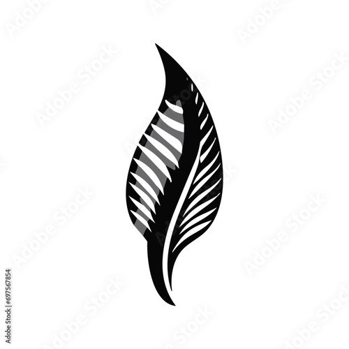 Minimalist abstract tribal leaf in vector.