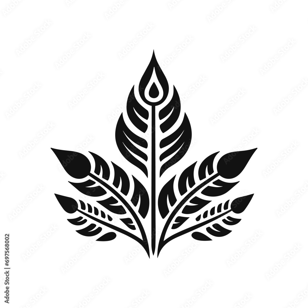 Minimalist abstract tribal leaf in vector. Minimalist abstract tribal leaf in vector.