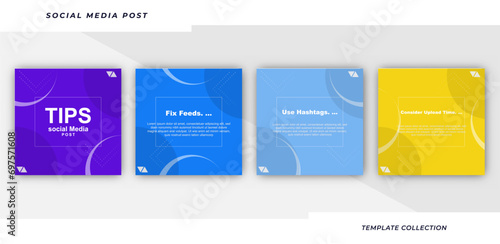 Tips social media tutorial, tips, post banner layout template background design element
