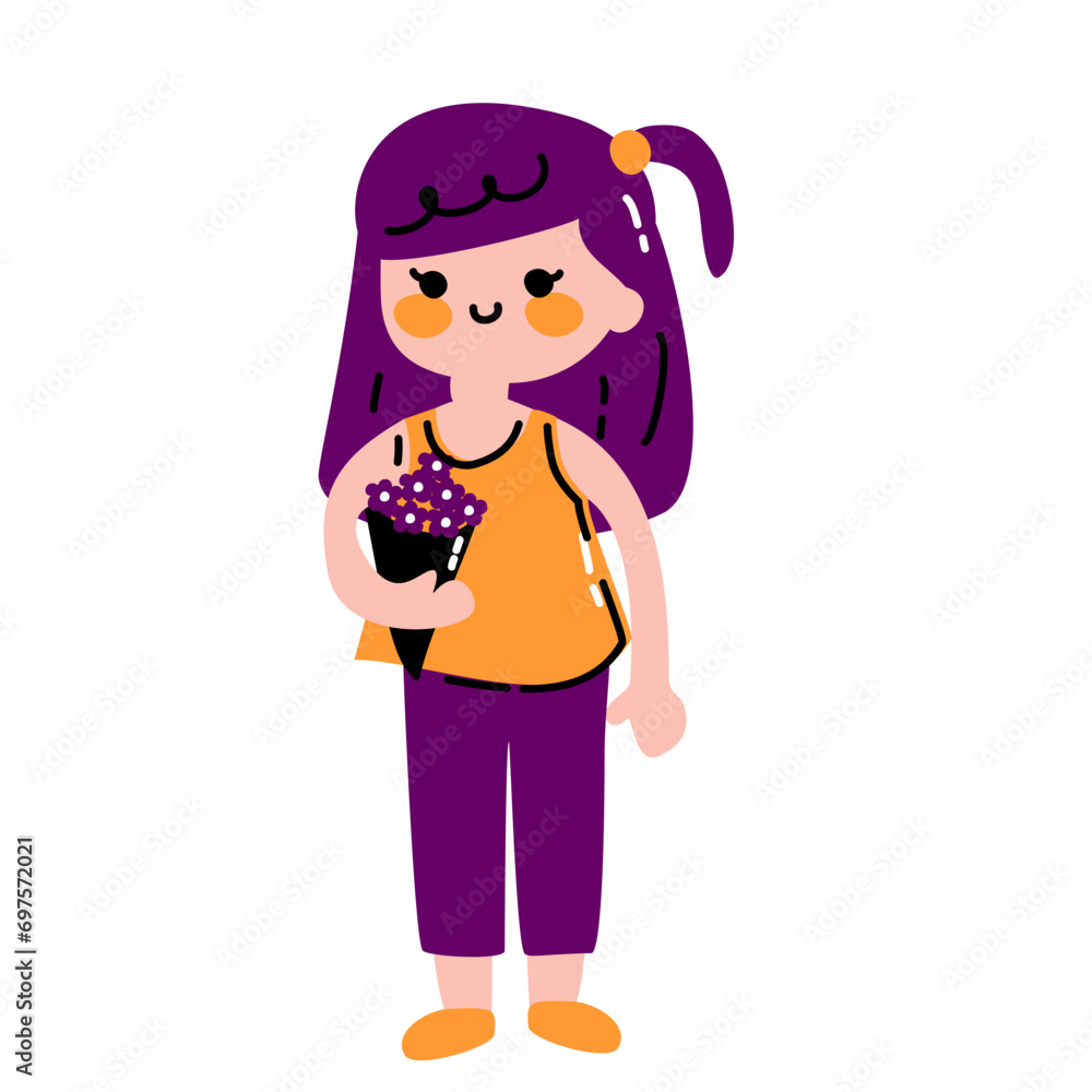 Cute Girl Character Set