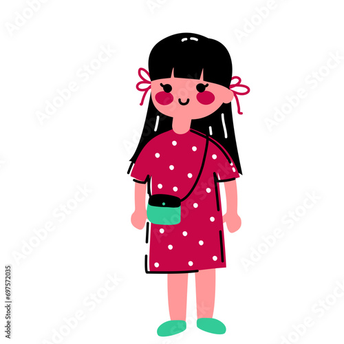 Obraz na płótnie Cute Girl Character Set w salonie