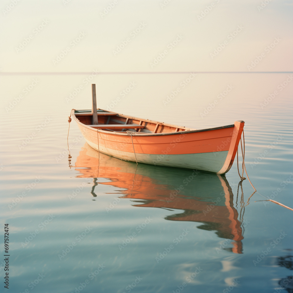Vintage Kodachrome Style Rendered Conceptual Boat Shot