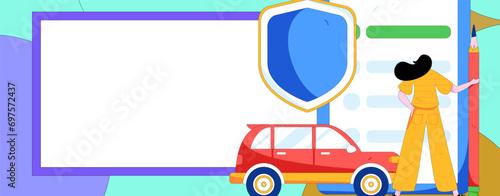 Buy insurance for car flat character vector concept operation illustration
