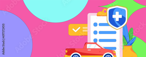 Buy insurance for car flat character vector concept operation illustration

