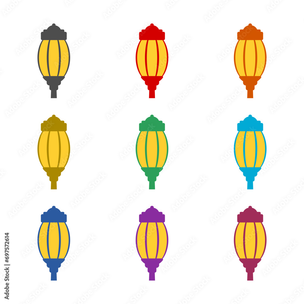 Street light pillar  icon isolated on white background. Set icons colorful