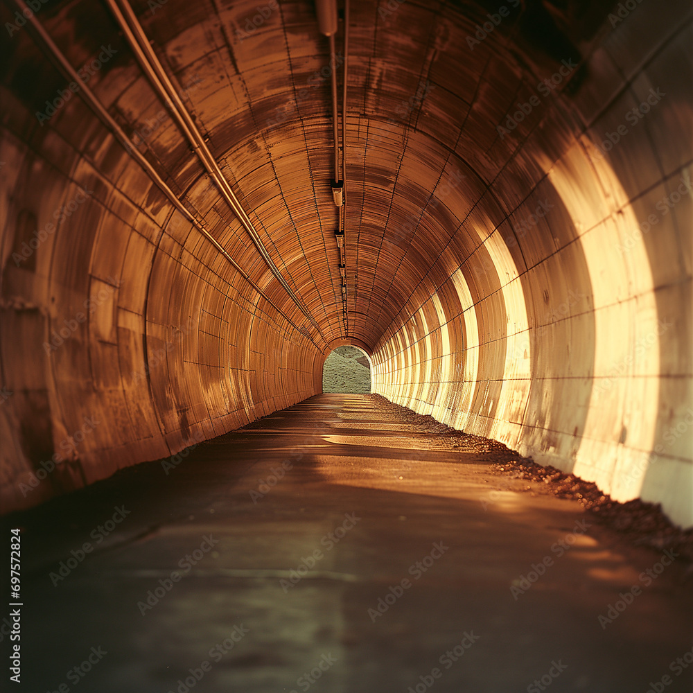 Vintage Kodachrome Film Style Rendering of a Conceptual Tunnel Shot