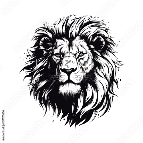 Majestic minimalist lion vector illustration.