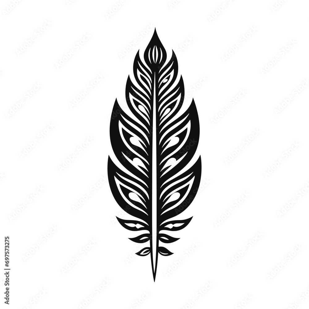 Minimalist abstract tribal leaf in black and white. Minimalist abstract tribal leaf in black and white.