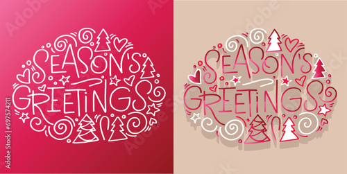Season greatings. 2024. New year holiday greeting card. Merry Christmas and happy new year - cute postcard. Lettering label for poster, banner, web, sale, t-shirt design.
