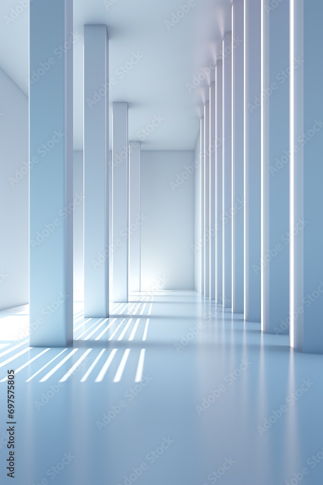 Fototapeta premium the modern interior with bookshelves with beautiful large floor-to-ceiling windows