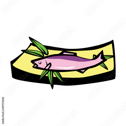 Sardines On Bread isolated on a white background
