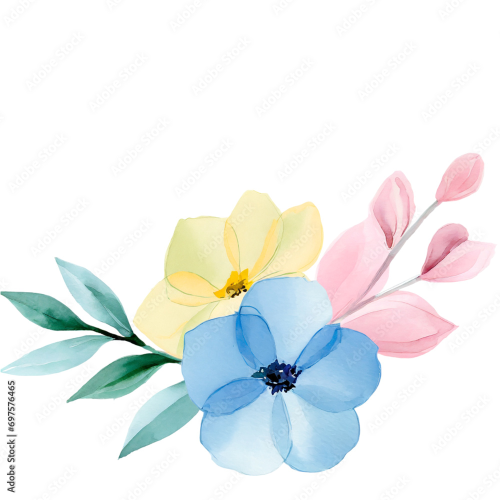 Fototapeta premium Botanic flower watercolor on white background, transparent background