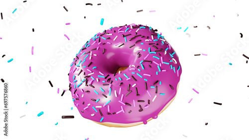 Sprinkled Pink Donut (Isolated Background)