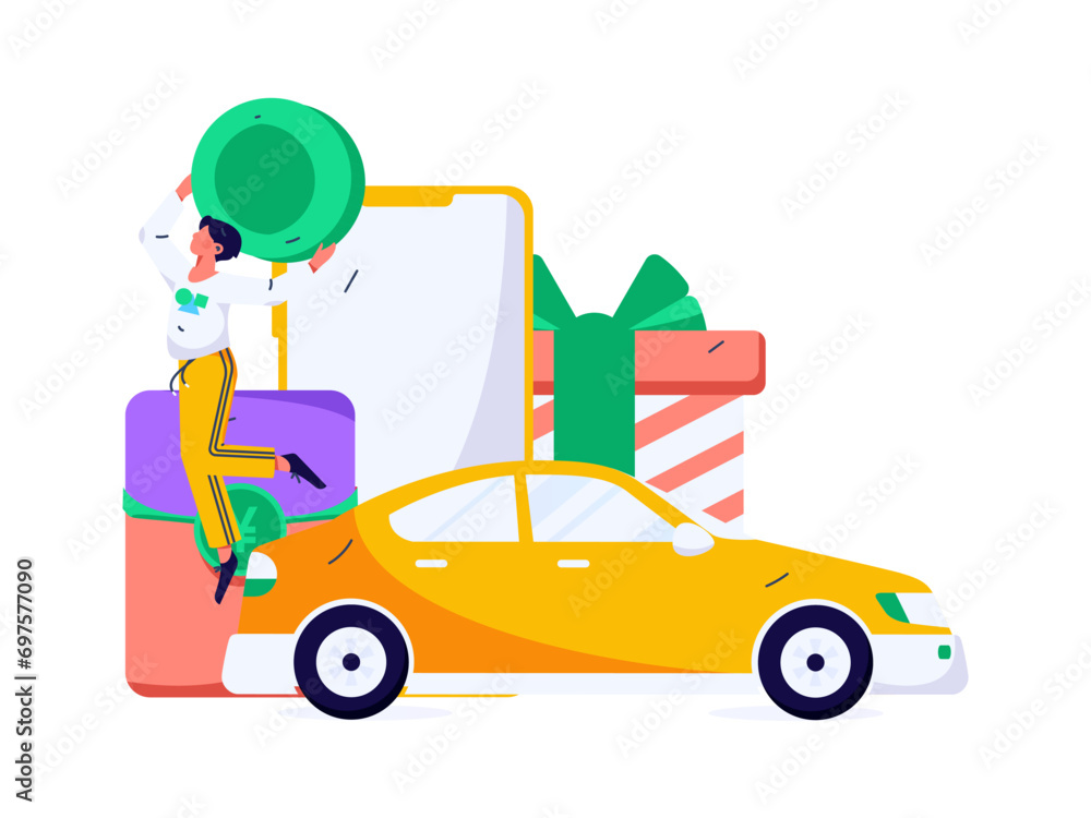 Flat vector concept operation hand drawn illustration of people taking a taxi
Flat vector concept operation hand drawn illustration of people taking a taxi