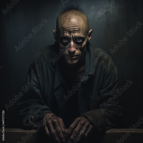 Hyper-Realistic Creepy Man Poster Illustration photo