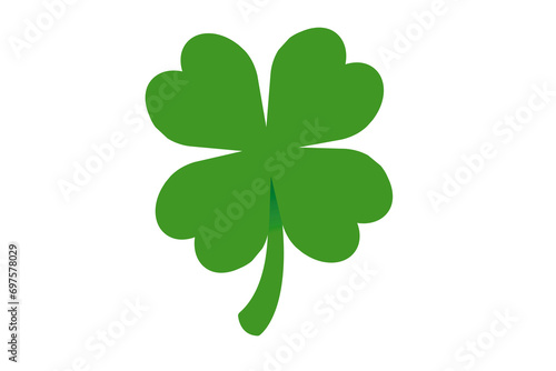 Shamrock four leaf clover. Green icon isolated on transparent background. St Patricks day vector. Green lucky four leaf Irish clover texture photo