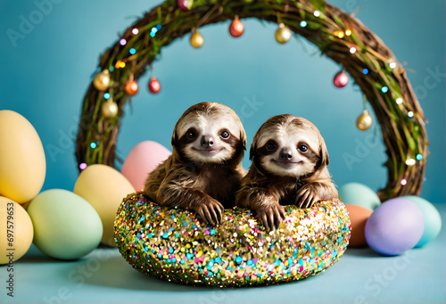 easter sloths photo