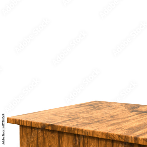 3d rendering Empty wooden table top used for display or montage your products for advertising with transparent background