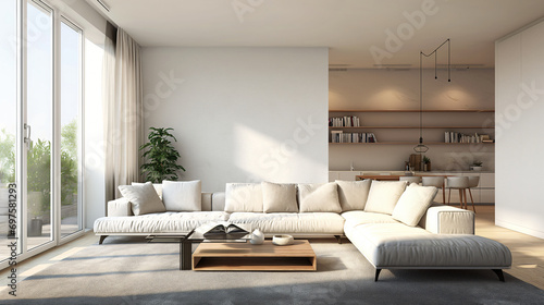 Modern living room minimal and clean, interior design © Naveenkrishna