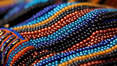 Colorful beaded bracelets up close