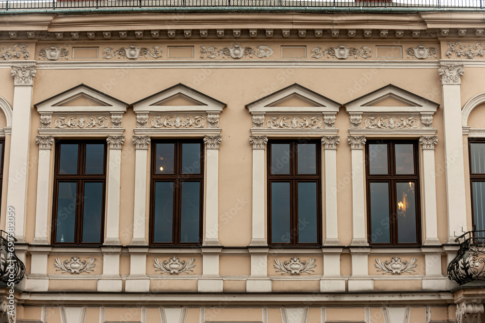 Old windows, Nowy Sącz ,old building 