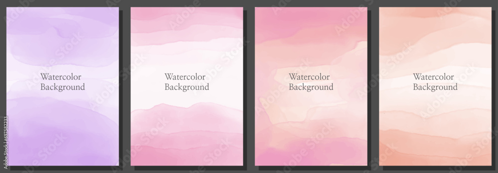Set of abstract watercolor backgrounds. Vector template for banners, posters, brochures.