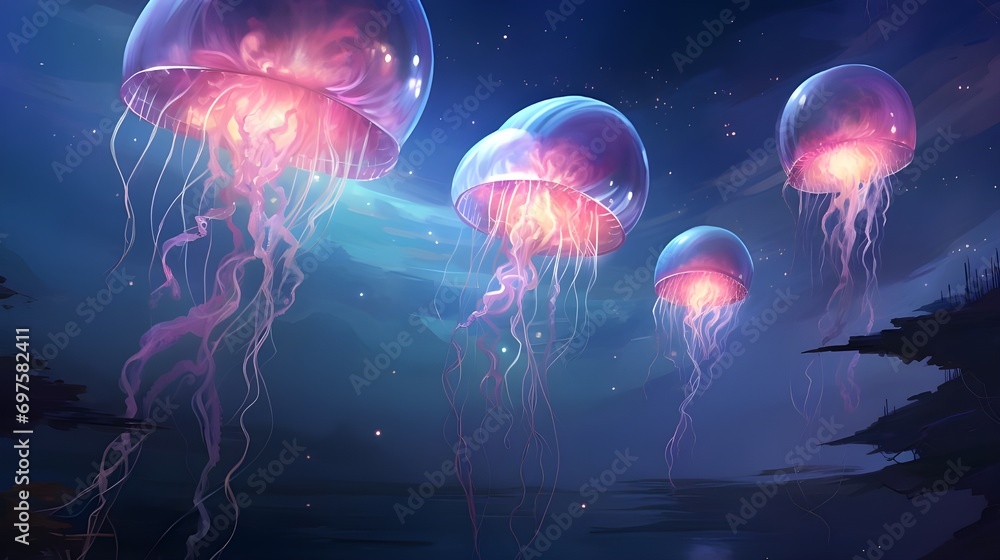 Fototapeta premium glowing jellyfish 