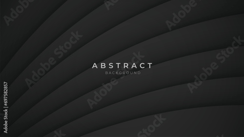 Black Abstract Background. Realistic and Futuristic wallpaper with luxury flowing lines. Dark Black Backdrop 3D Style Vector Illustration