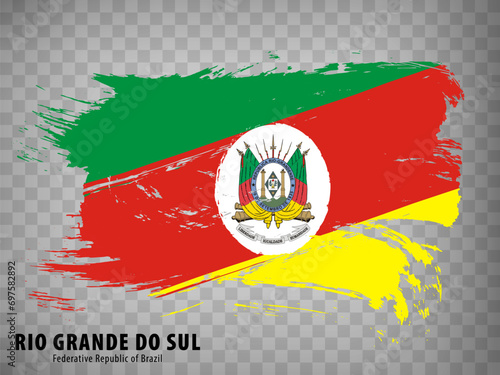 Flag of Rio Grande do Sul from brush strokes. Federal Republic of Brazil. Flag Rio Grande do Sul of Brazil on transparent background for your web site design, app, UI. Brazil. Stock vector. EPS10. photo