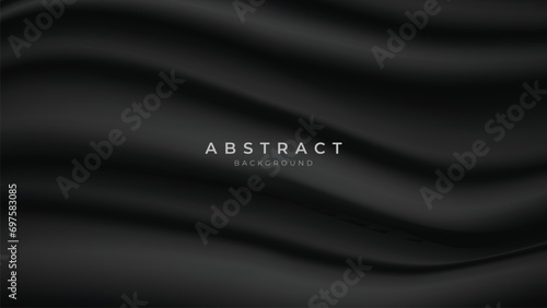 Black Abstract Background. Realistic and Futuristic wallpaper with luxury flowing lines. Dark Black Backdrop 3D Style Vector Illustration