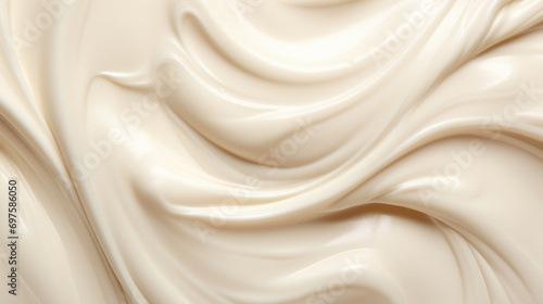 Close-up of a smooth and creamy white cosmetic product texture, perfect for backgrounds.