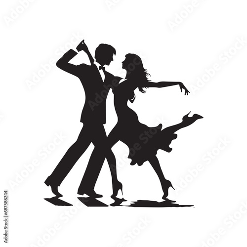 Symphony of Shadows: Silhouette of Couple Dance, Where Every Step Resonates with the Melody of their Heartfelt Connection - Dancing Couple Silhouette 