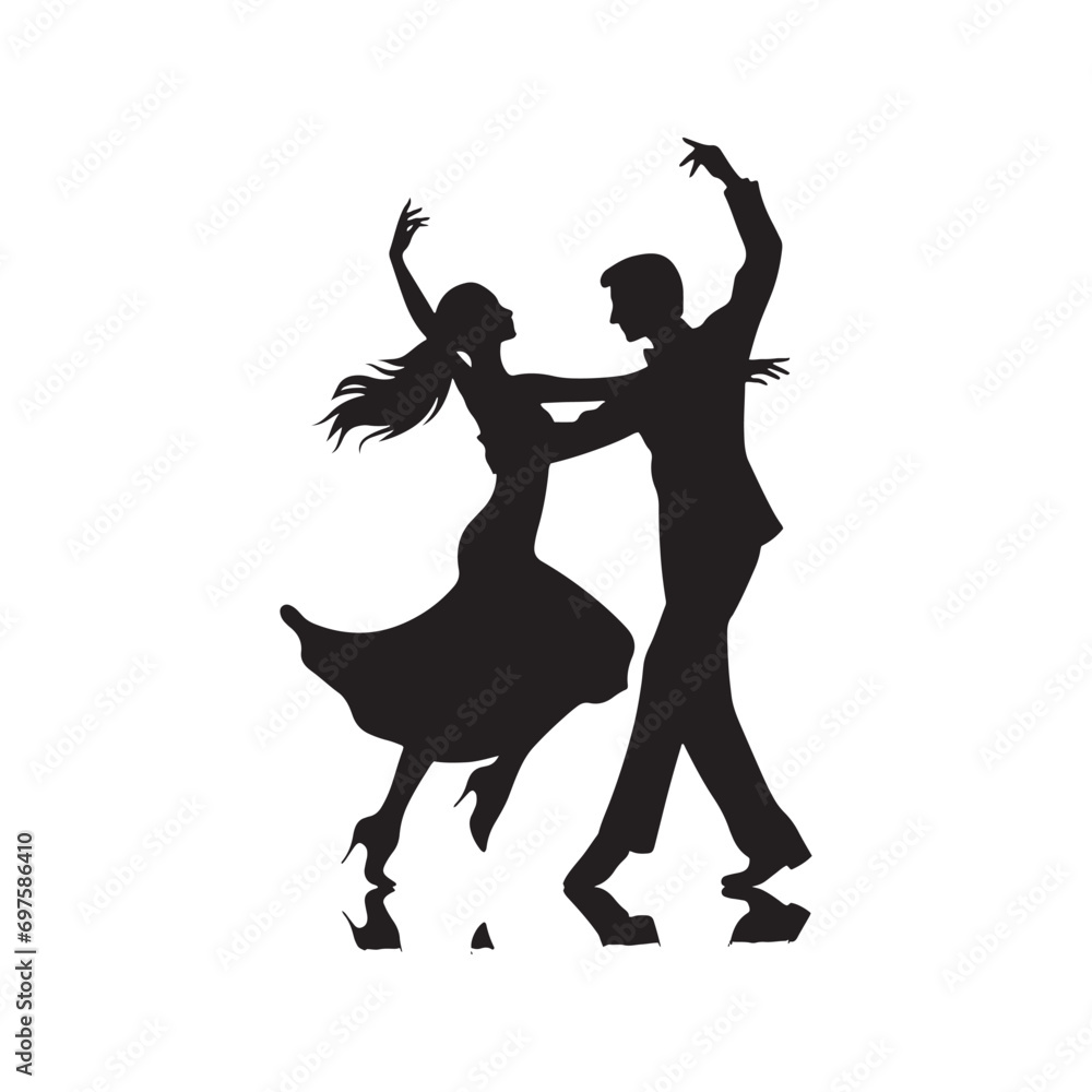 Urban Bliss: Silhouette of Couple Dance Against City Skylines, Merging Modernity with the Timeless Art of Dance - Dancing Couple Silhouette
