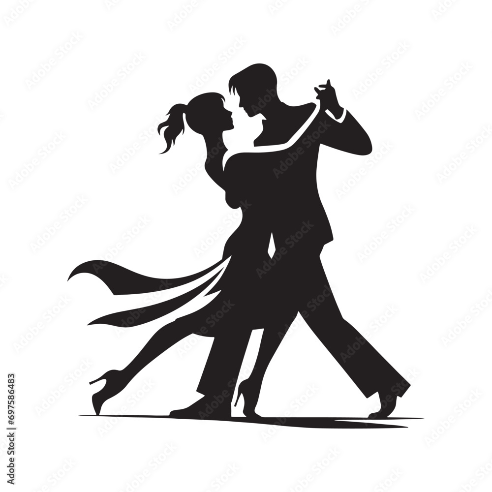 Cosmic Connection: Silhouette of Couple Dance, Their Movements Echoing the Celestial Dance of Stars in the Night Sky - Dancing Couple Silhouette
