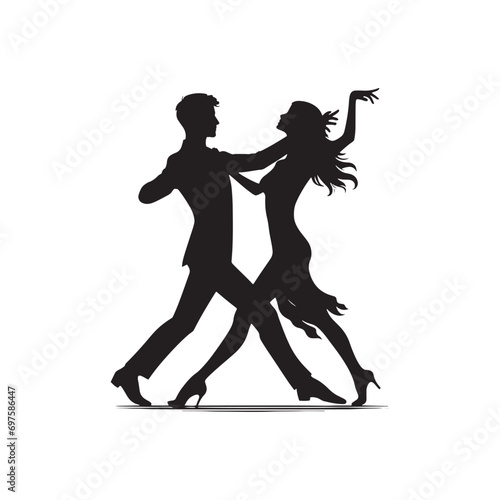 Vintage Elegance: Silhouette of Couple Dance in Timeless Style, Channeling the Glamour of a Bygone Era in Elegant Motion - Dancing Couple Silhouette 