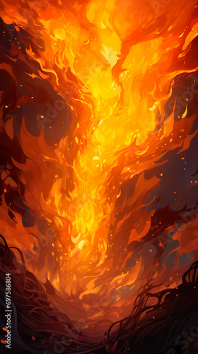 burning fire flames. Generative Ai