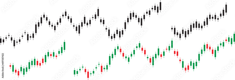 forex trading candle stick pattern in black and original green and red colors  - obrazy, fototapety, plakaty 