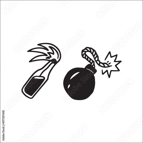 vector illustration of two molotov cocktails