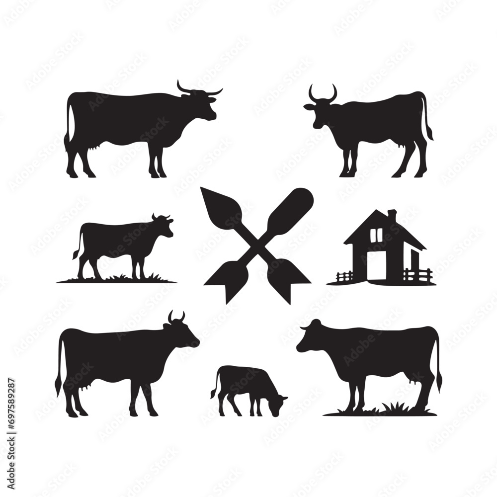 Sunset Cow Silhouette in Rural Fields: Evening Shadows, Twilight Beauty, and Silhouetted Countryside Tranquility
Sunset Cow Silhouette in Rural Fields: Evening Shadows, Twilight Beauty, and Silhouetted Countryside Tranquility