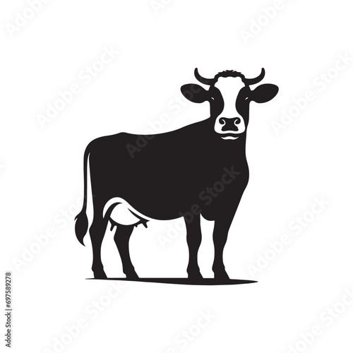 Cow Silhouette in Harvest Twilight  Bountiful Fields  Autumnal Bounty  and Silhouetted Farming Scenes 