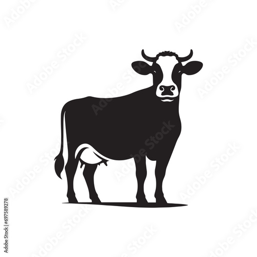 Cow Silhouette in Harvest Twilight: Bountiful Fields, Autumnal Bounty, and Silhouetted Farming Scenes
